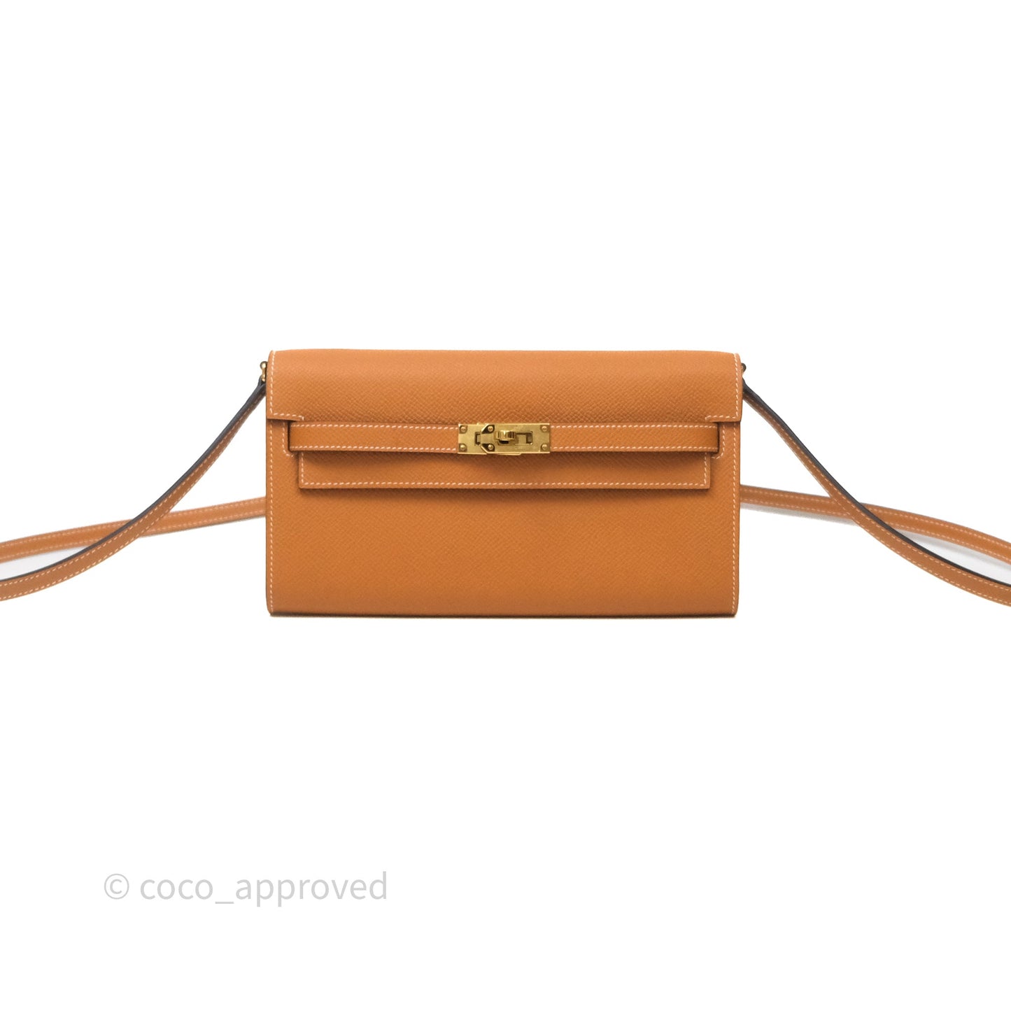 Hermès Kelly To Go Wallet Toffee 1H Epsom Gold Hardware