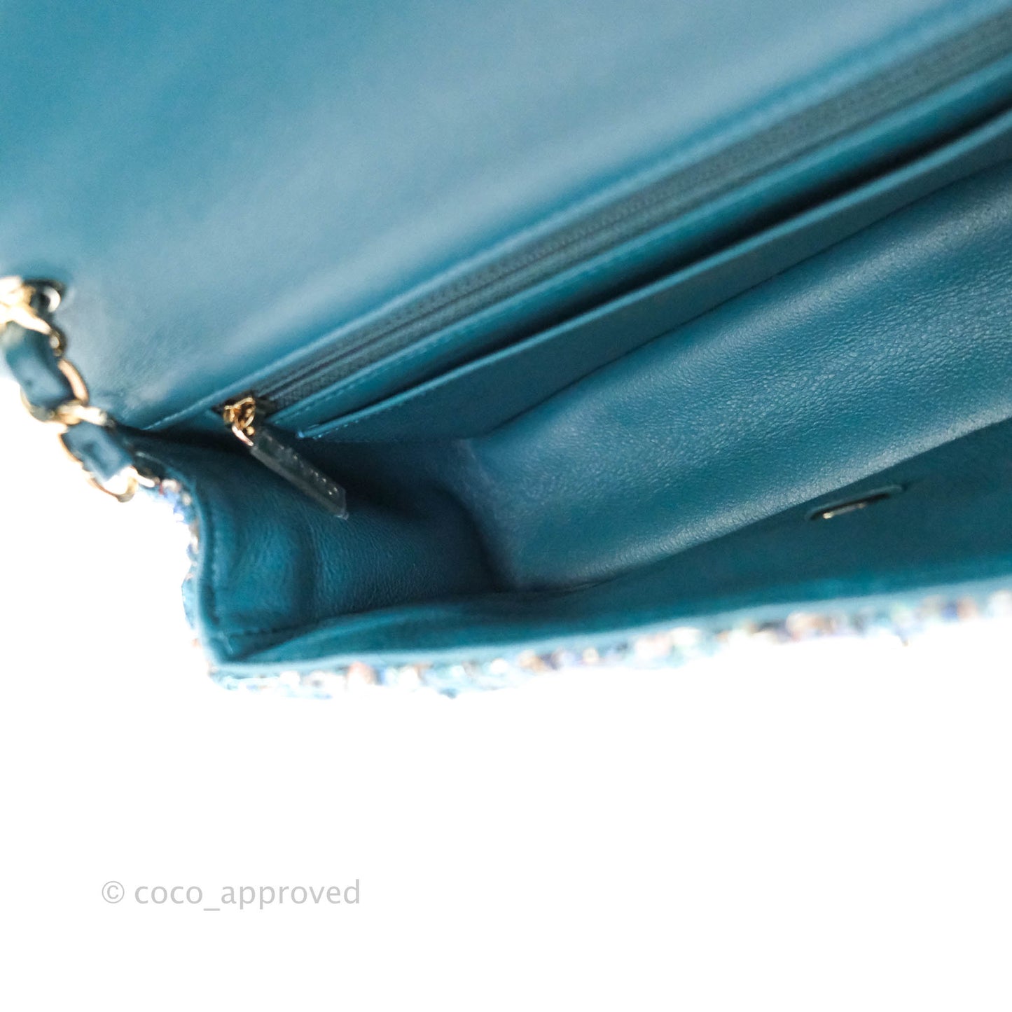 Chanel Quilted Mini Rectangular Turquoise Tweed Gold Hardware