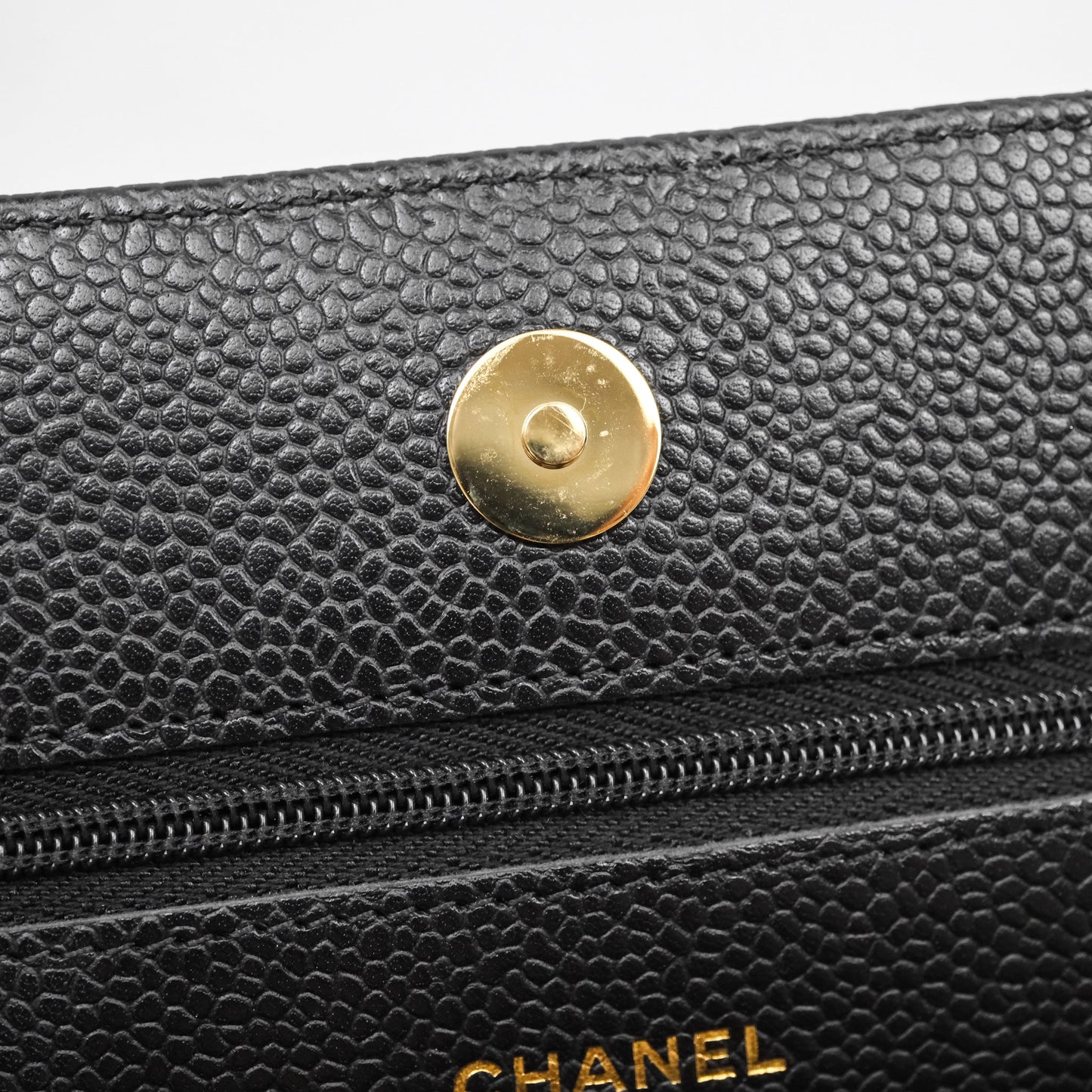 Chanel Classic Wallet On Chain WOC Quilted Black Caviar Gold Hardware