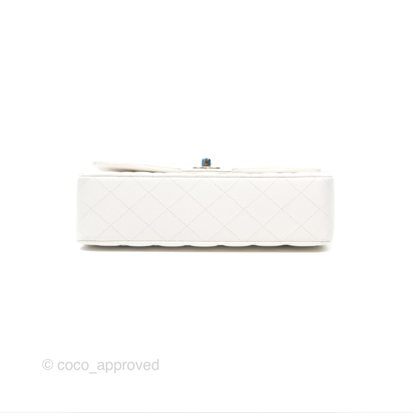 Chanel Classic M/L Medium Flap Quilted White Caviar Gold Hardware