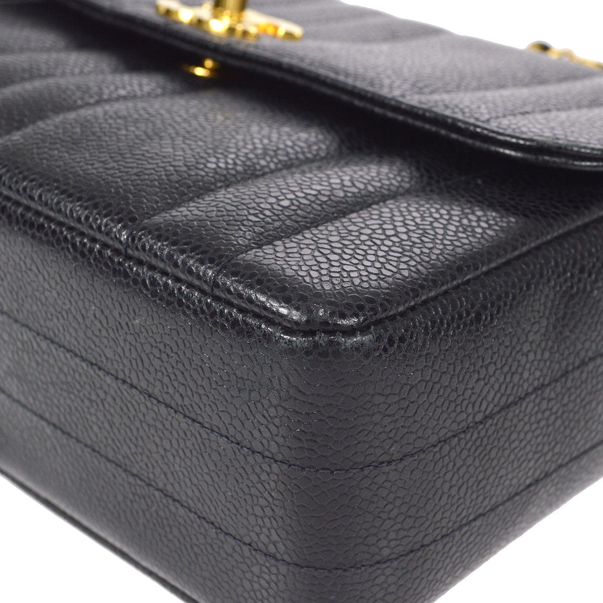 Luxury Chanel 1994-1996 Black Caviar Small Vertical Stitch Straight Flap Bag