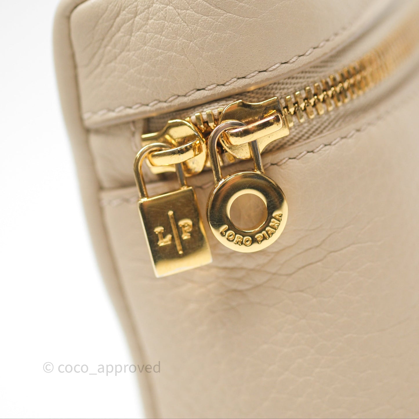 Loro Piana Extra Pocket L19 Cream Grained Calfskin Gold Hardware
