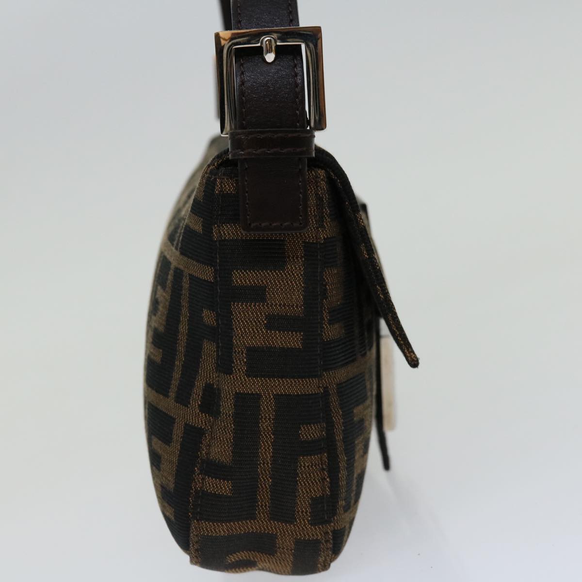 Luxury FendiZucca Canvas Mamma Baguette Shoulder Bag Black Brown69666A