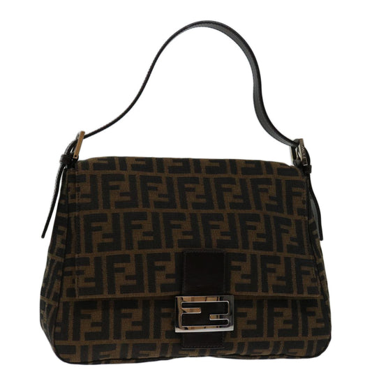 Luxury FendiZucca Canvas Mamma Baguette Shoulder Bag Black Brown69667A