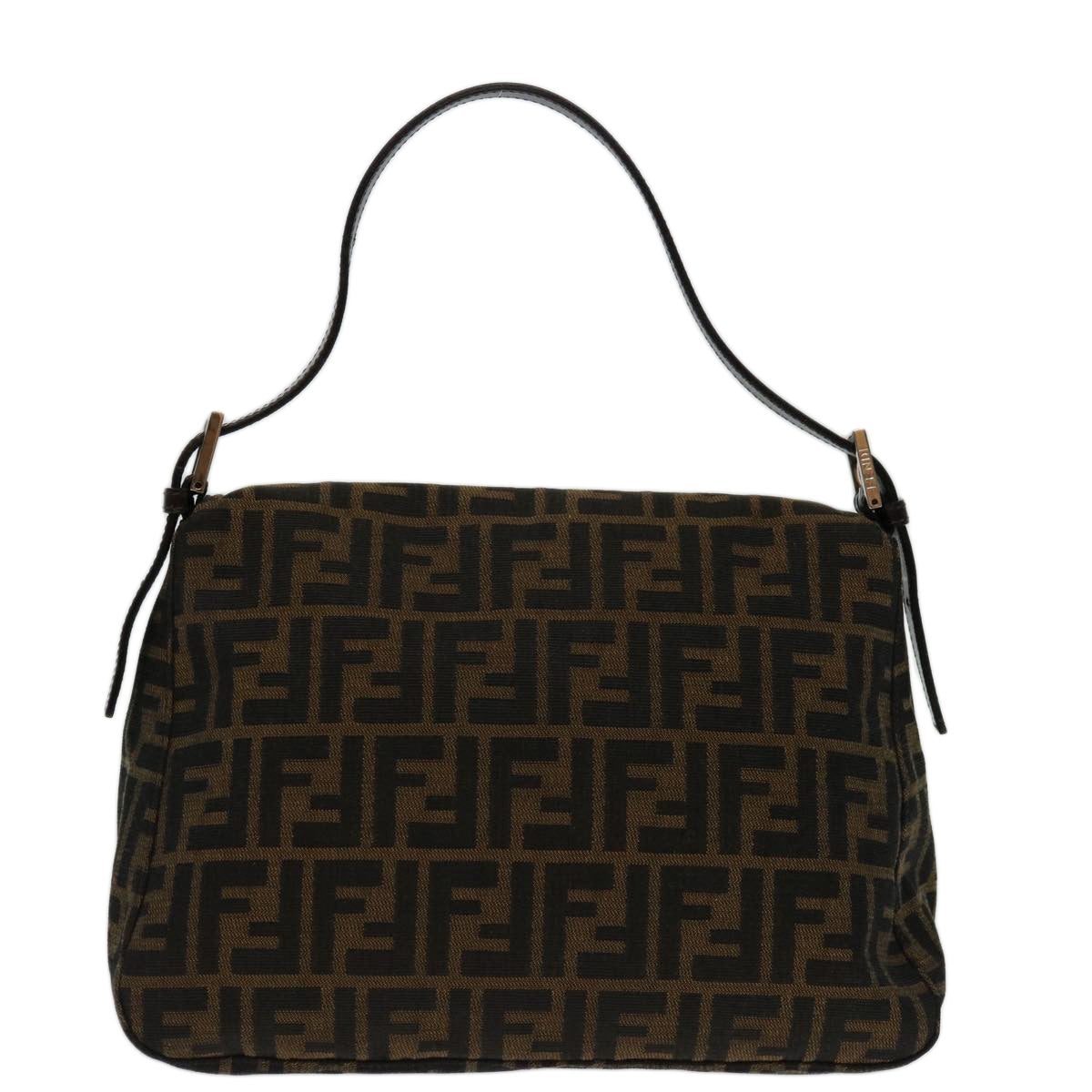 Luxury FendiZucca Canvas Mamma Baguette Shoulder Bag Black Brown69667A