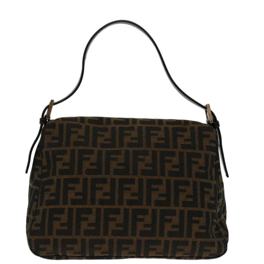 Luxury FendiZucca Canvas Mamma Baguette Shoulder Bag Black Brown69667A