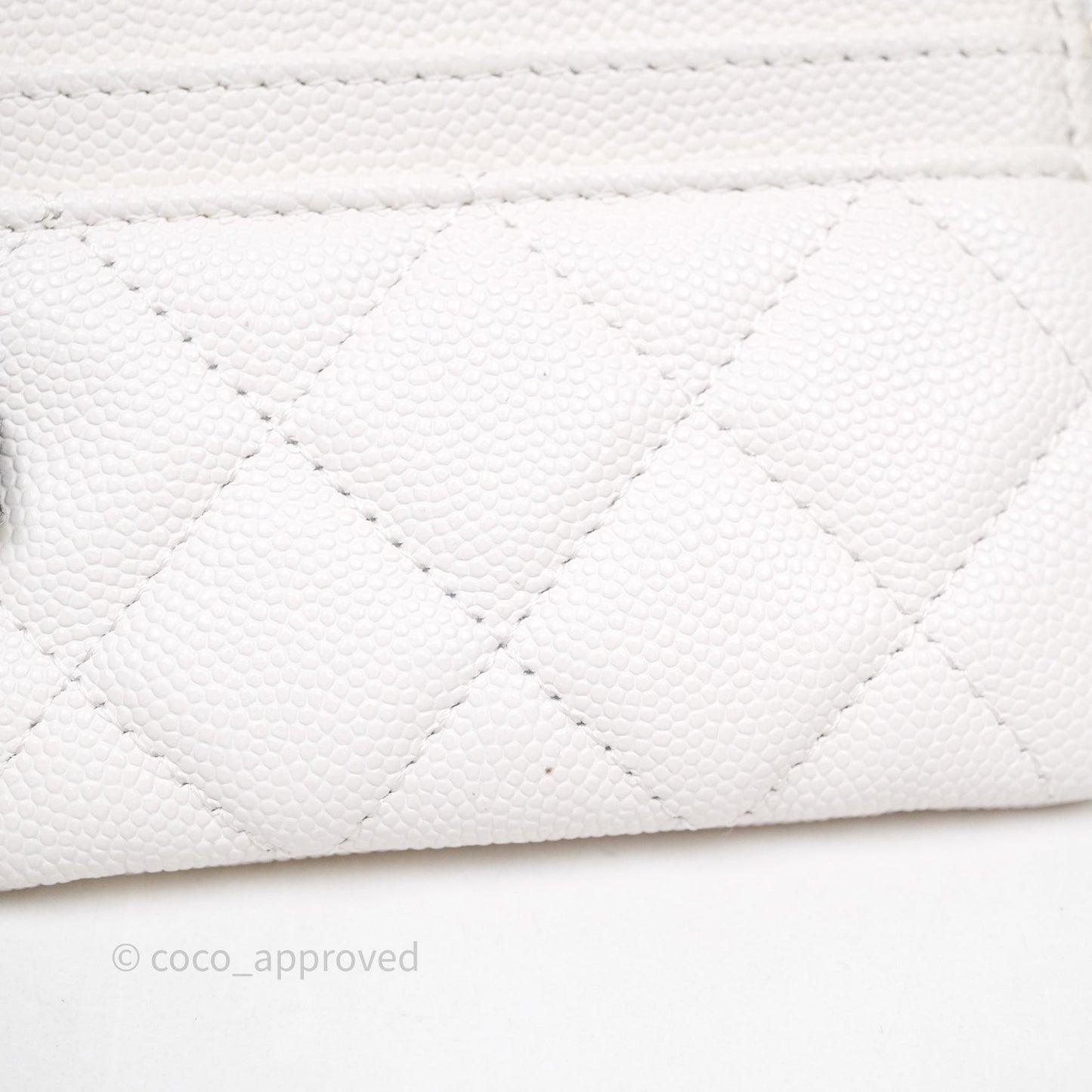 Chanel Quilted Classic Zip Card Holder Wallet White Caviar Gold Hardware