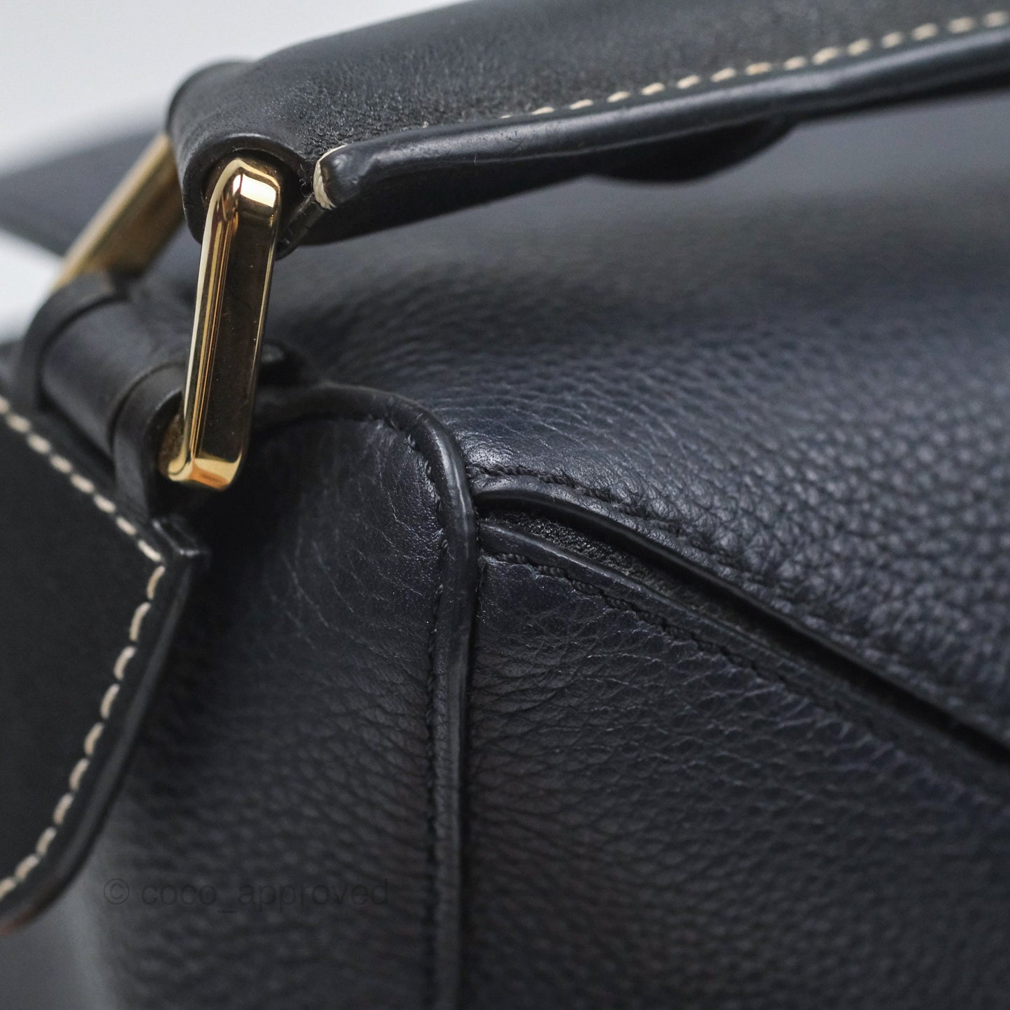 Loewe Medium Puzzle Bag Navy Calfskin Gold Hardware