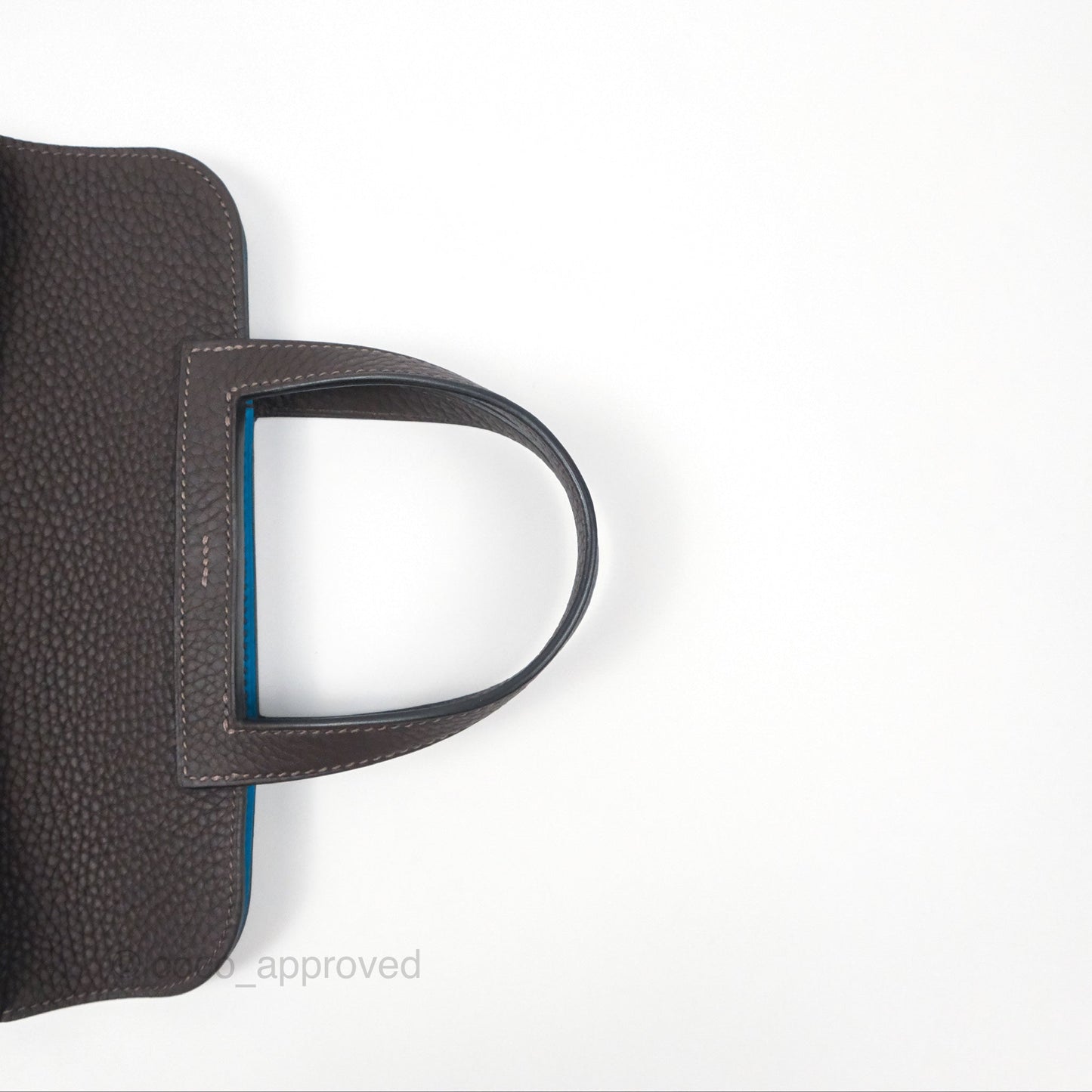 Hermès Halzan 25 Macassar 3S/ Bleu Zanzibar B3 Clemence Gold Hardware