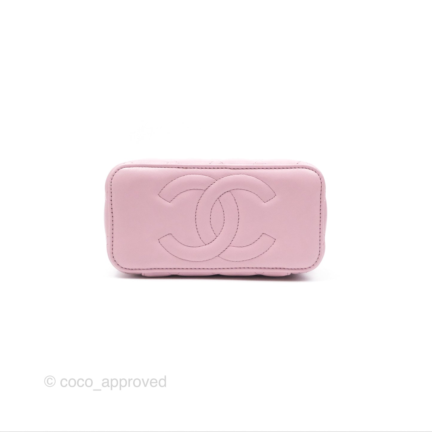 Chanel Vanity Rectangular Top Handle Lilac Pink Lambskin Gold Hardware