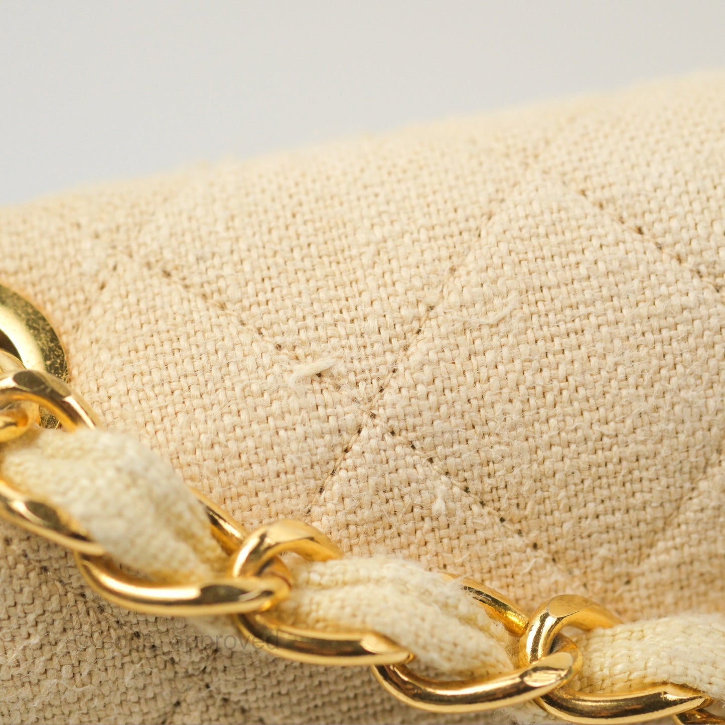 Chanel Vintage XL Jumbo Single Flap Beige Cotton Canvas 24K Gold Hardware