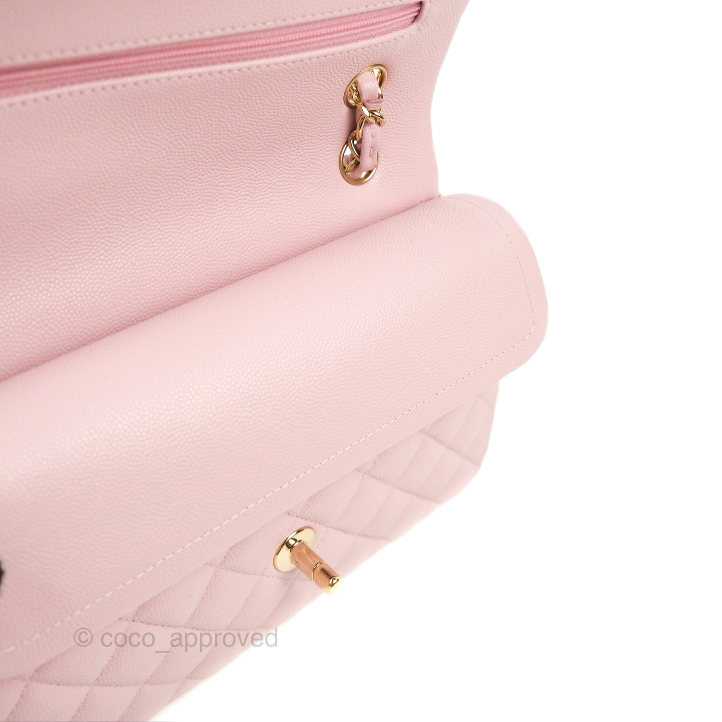 Chanel Small Classic Quilted Flap Pink Caviar Gold Hardware 21S