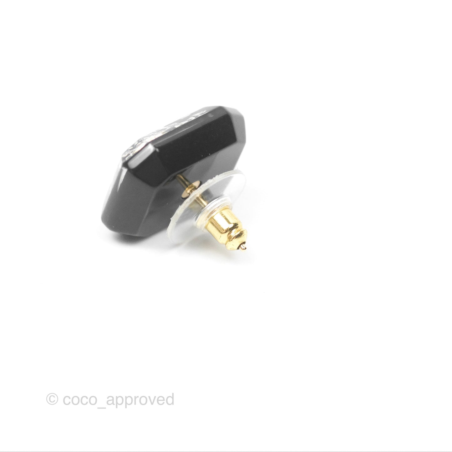 Chanel Crystal CC Resin Black Earrings Gold Tone 23A