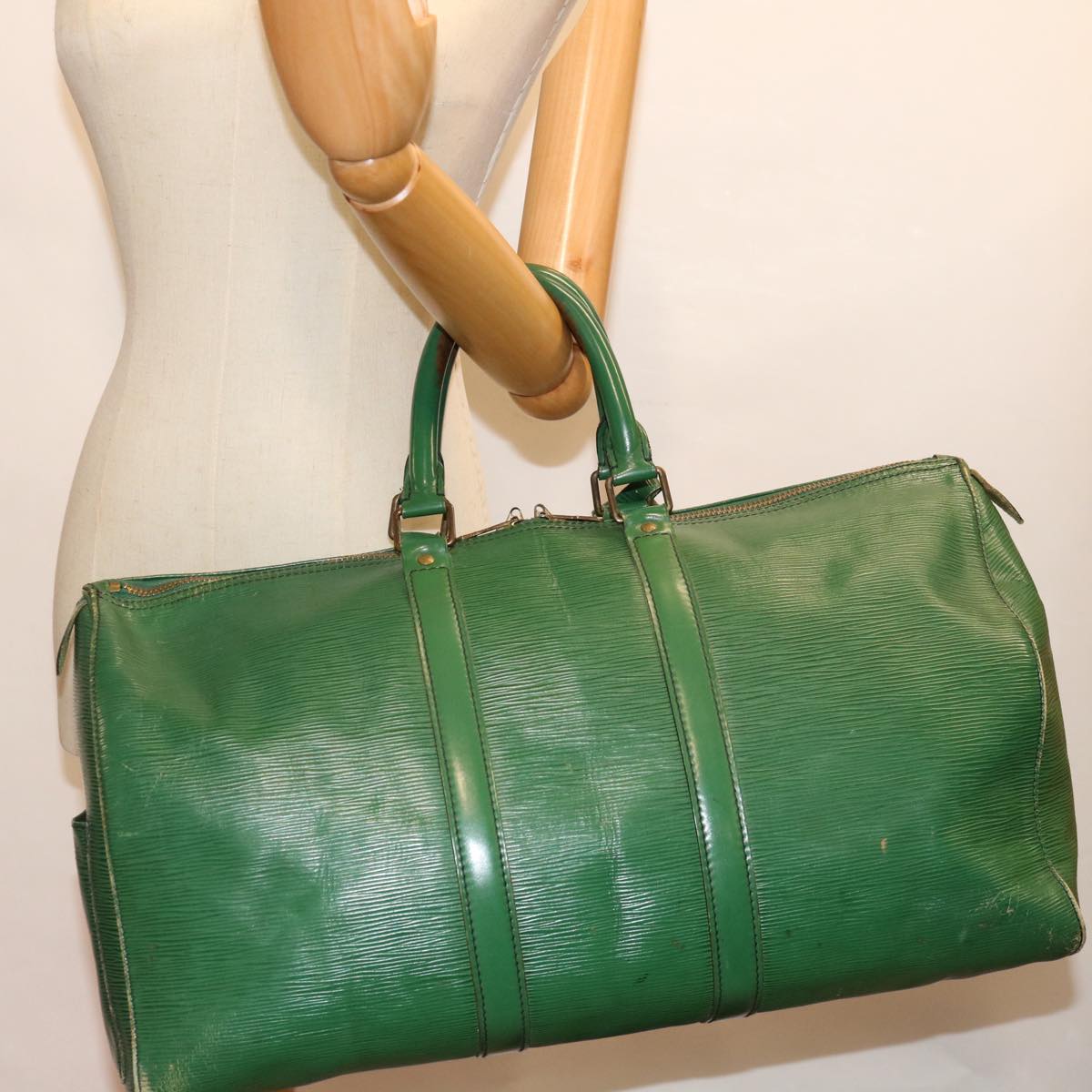 LOUIS VUITTON Epi Keepall 45 Boston Bag Green M42974 LV 69705