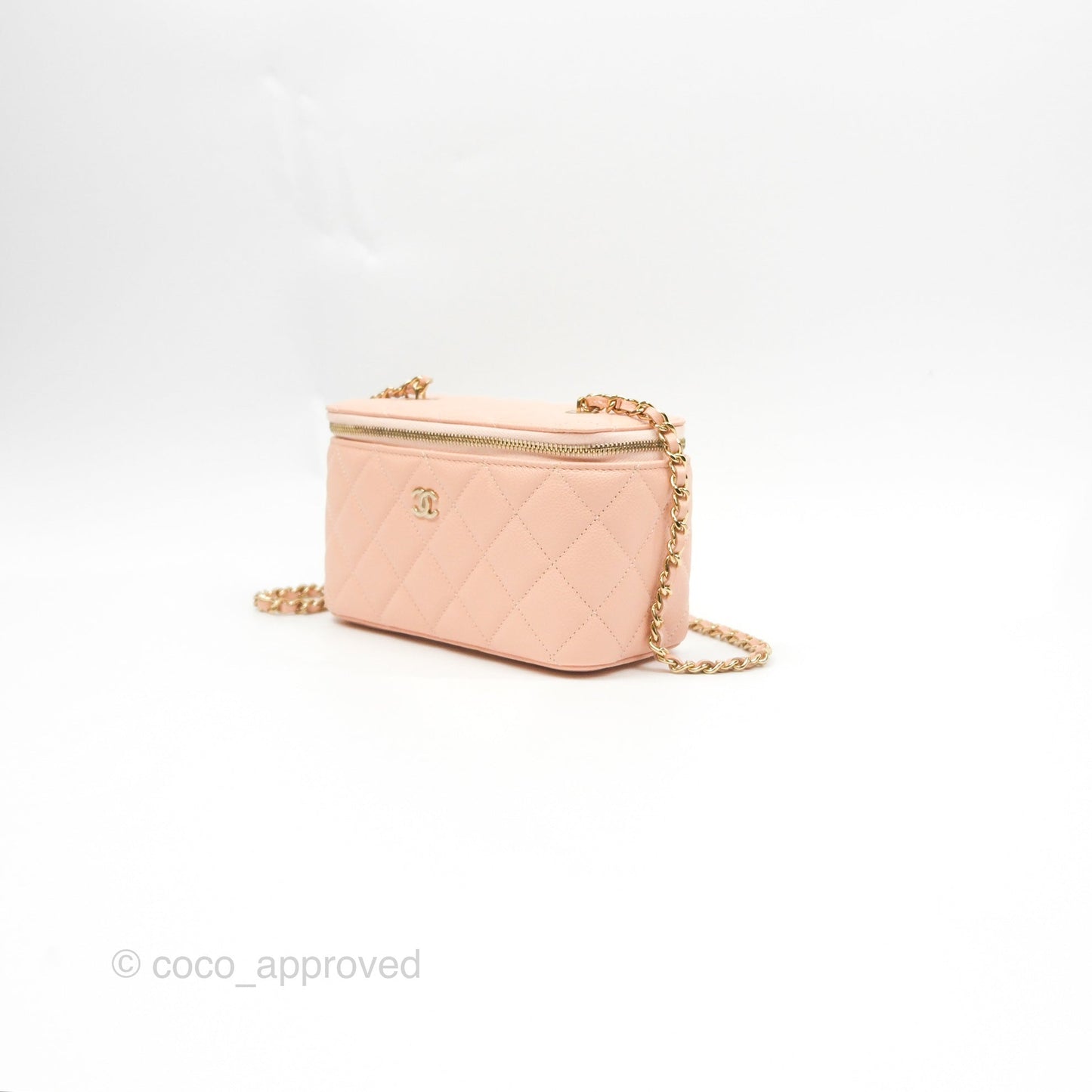 Chanel Vanity Rectangular Pink Beige Caviar Gold Hardware