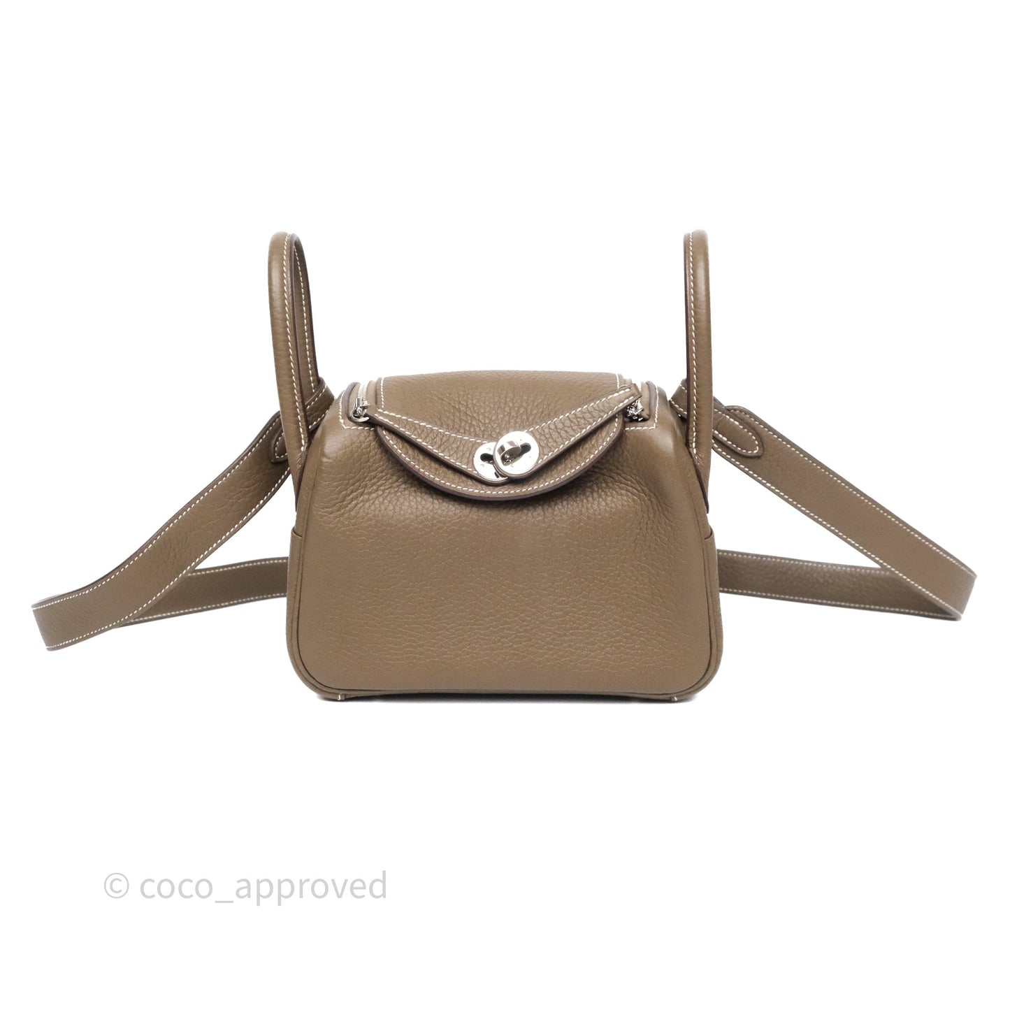 Hermès Mini Lindy 20 Etoupe 18 Clemence Palladium Hardware
