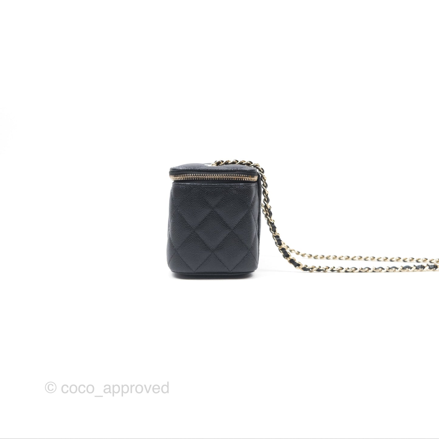 Chanel Vanity Rectangular With Chain Black Caviar Gold Hardware