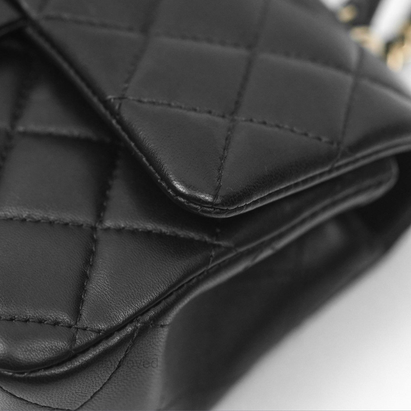 Chanel Top Handle Mini Rectangular Flap Bag Black Lambskin Gold Hardware