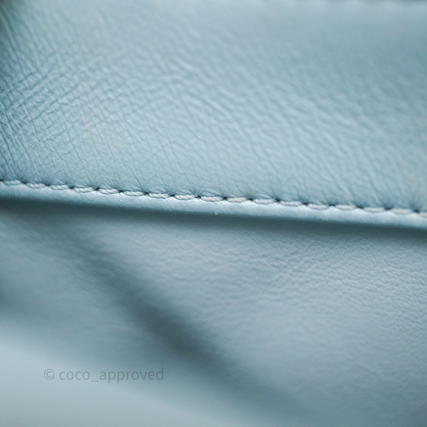 Chanel Quilted Enamel Pending CC Small Square Flap Baby Blue Lambskin