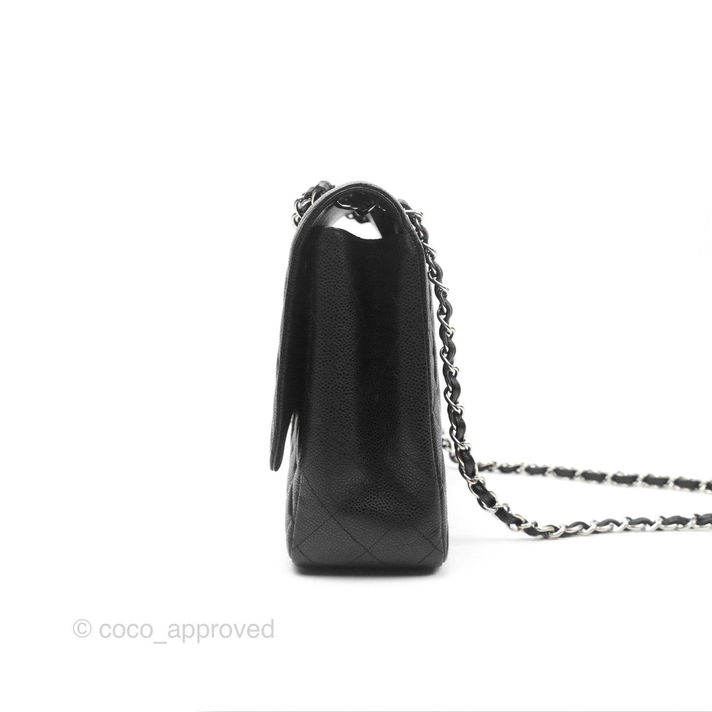 Chanel Quilted Maxi Single Flap Black Caviar Silver Hardware