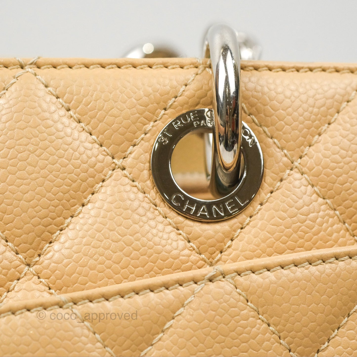 Chanel GST Beige Caviar Silver Hardware