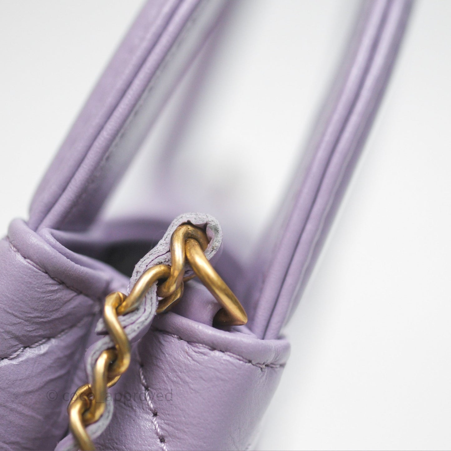 Chanel Mini Nano Kelly Bag Purple Shiny Calfskin Aged Gold Hardware