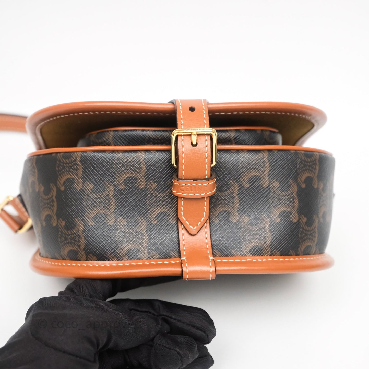 Celine Medium Folco Bag Triomphe Canvas Tan