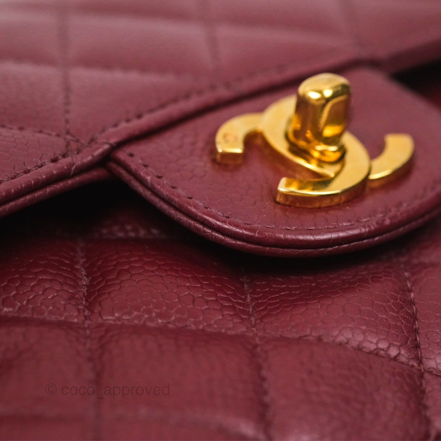 Chanel Vintage Classic Small S/M Flap Burgundy Caviar 24K Gold Hardware