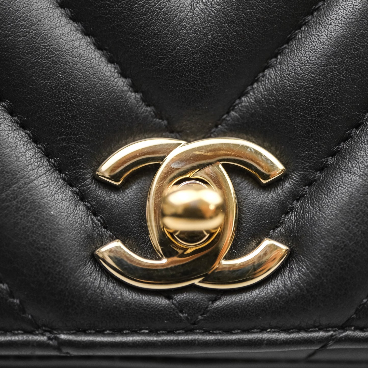 Chanel Black Lambskin Chevron Quilted Statement Flap Bag Light Gold Hardware