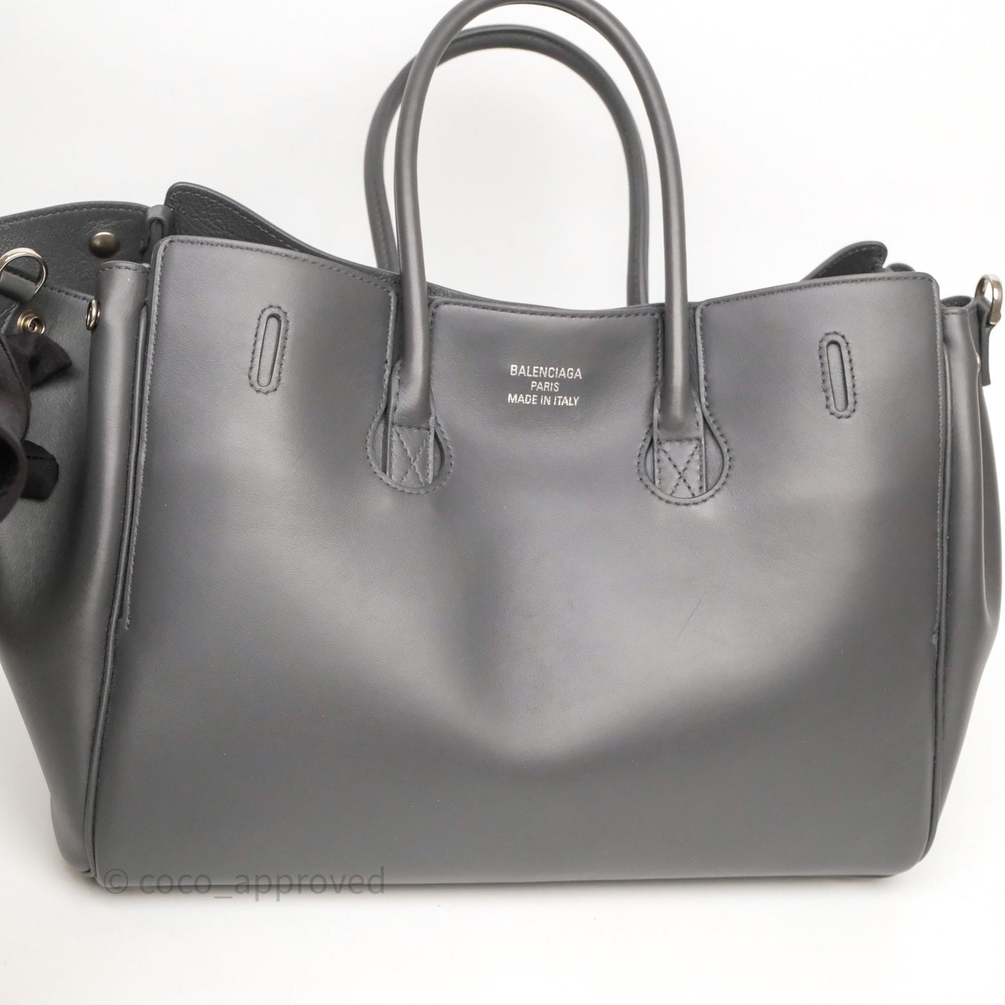 Balenciaga Small Bel Air Carry All Bag Grey Calfskin Silver Hardware