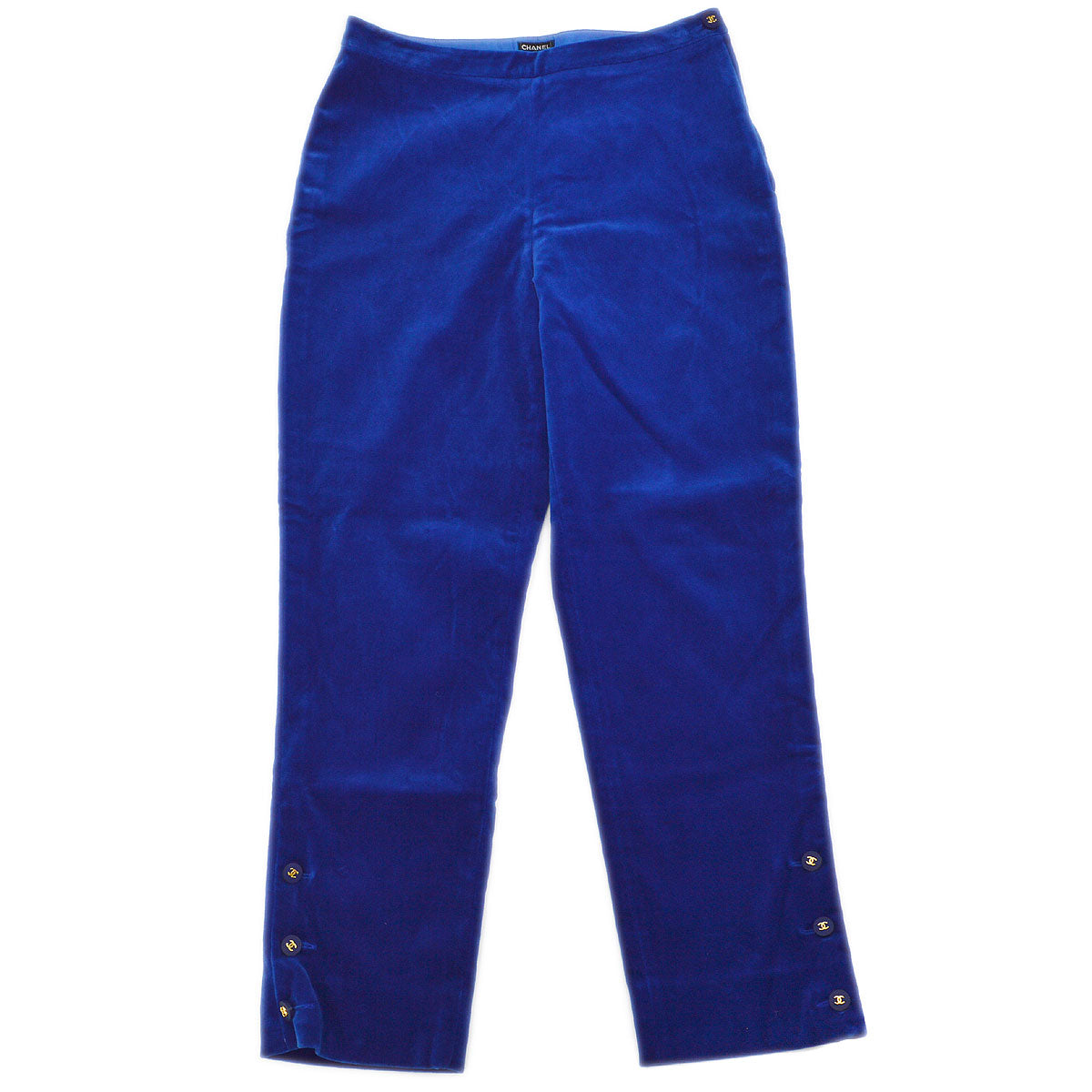 Luxury Chanel straight-legged cropped velvet trousers