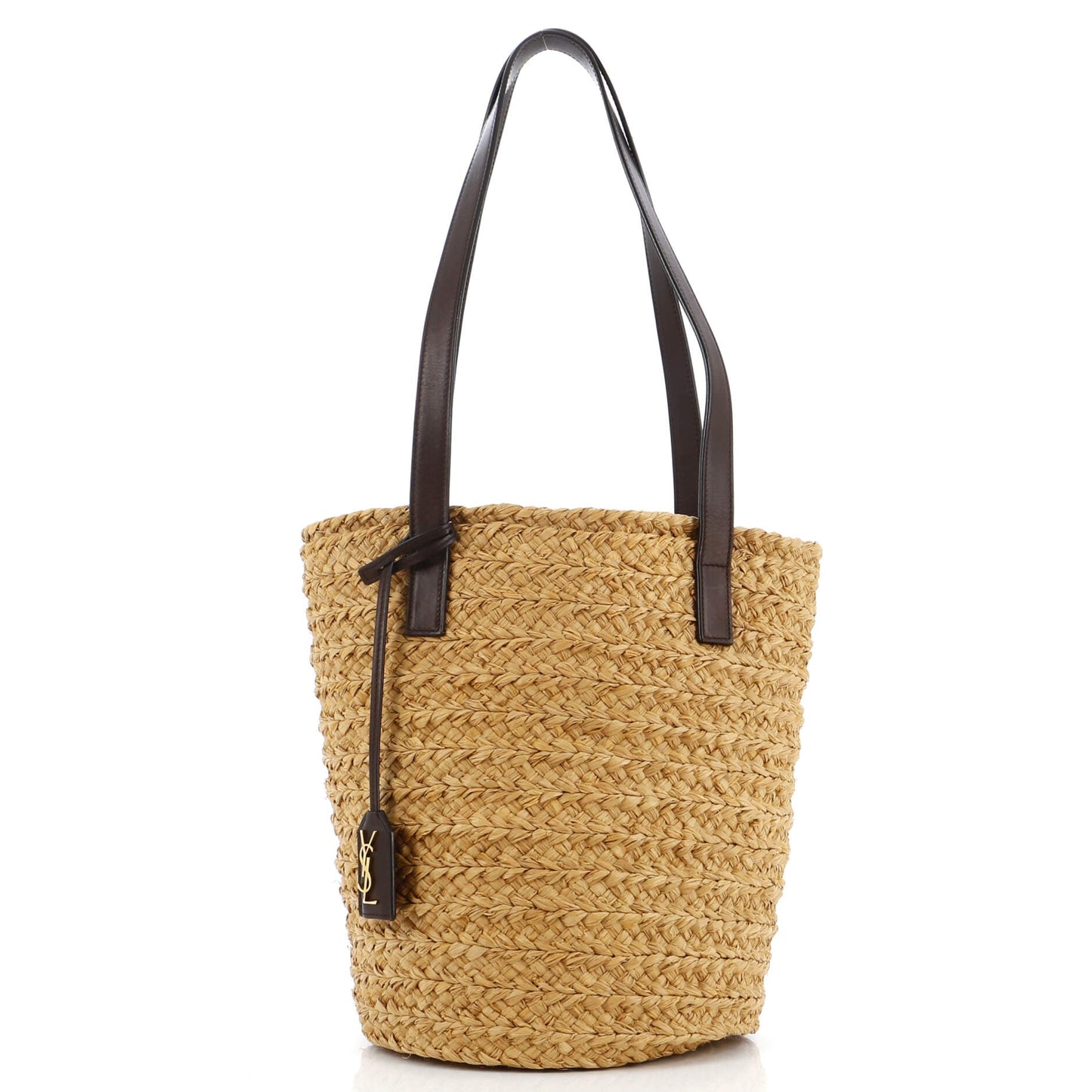 Luxury Saint Laurent Panier Basket Shopper Raffia Small