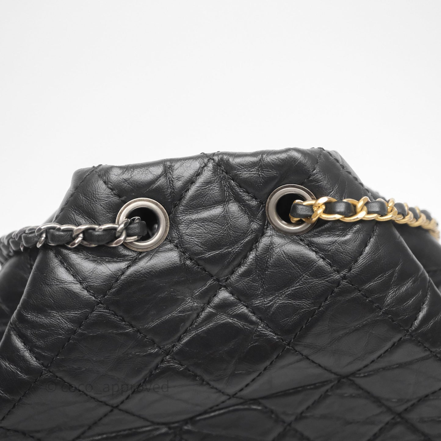 Chanel Small Gabrielle Backpack Quilted Black Aged Calfskin