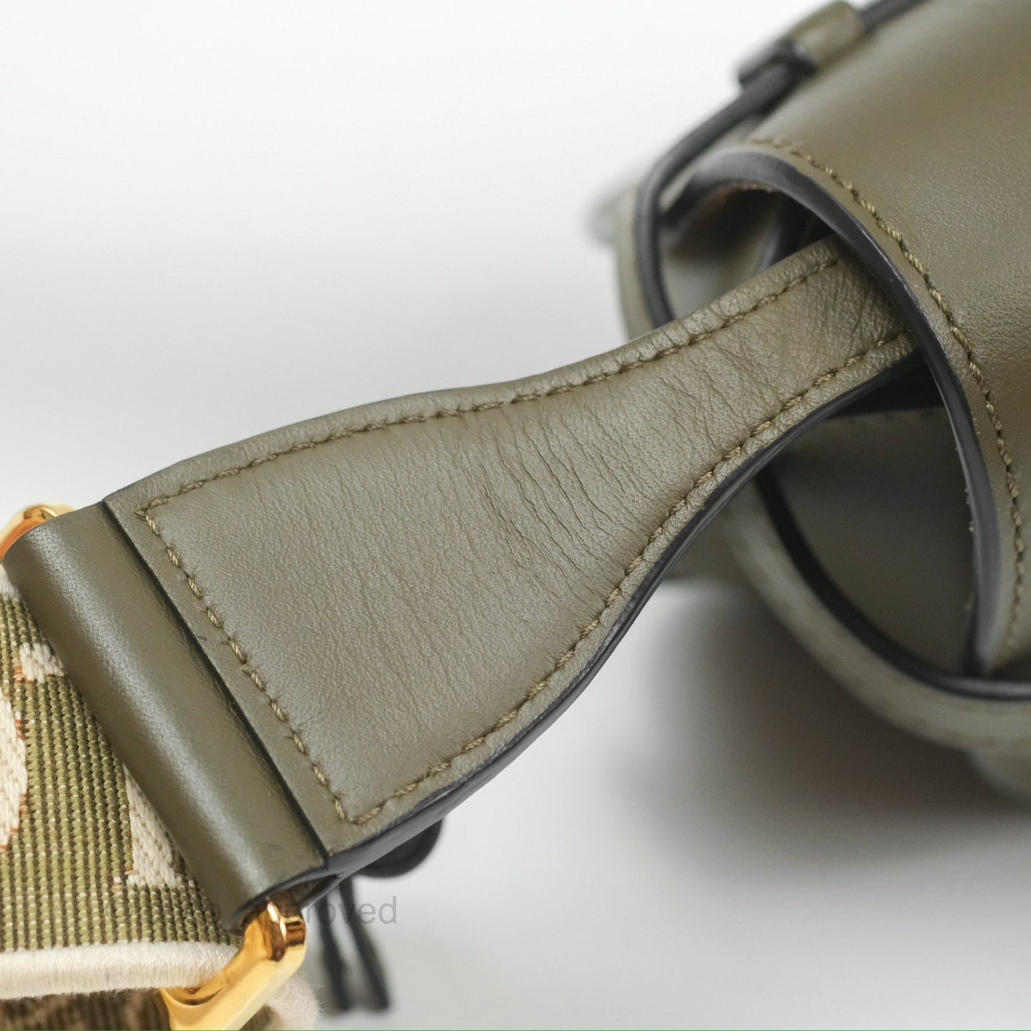 Loewe Mini Gate Dual Bag Soft Calfskin & Jacquard Strap Autumn Green