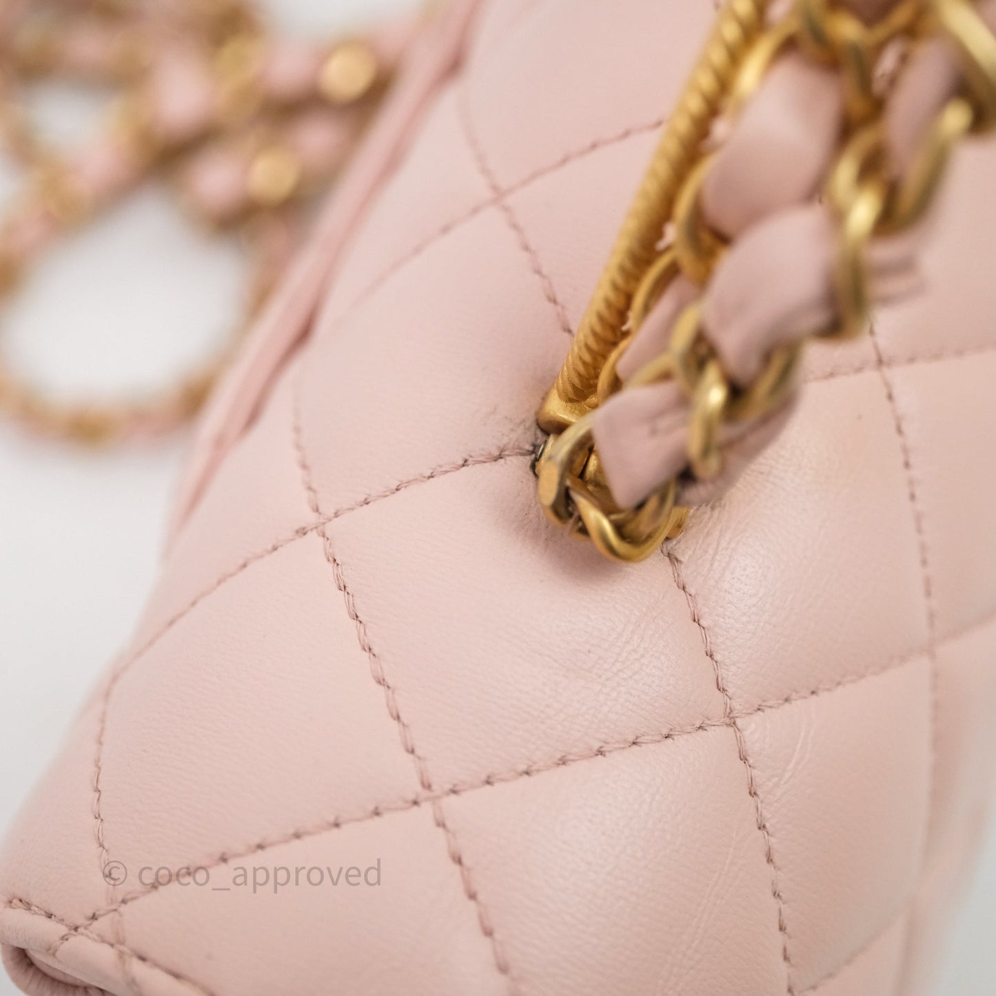 Chanel Top Handle Mini Rectangular Flap Bag Pink Lambskin Aged Gold Hardware