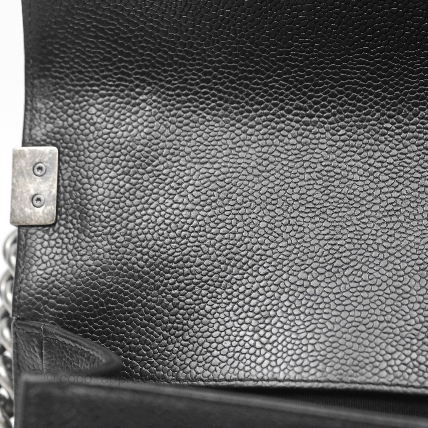 Chanel Medium Boy Chevron Black Caviar Ruthenium Hardware