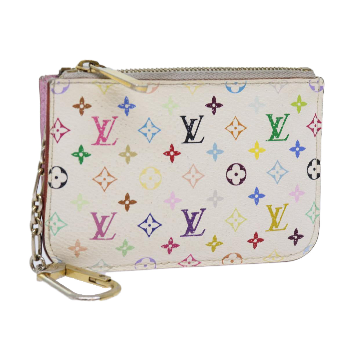 LOUIS VUITTON Multicolor Pochette Cles NM Coin Purse White M93734 LV 69837
