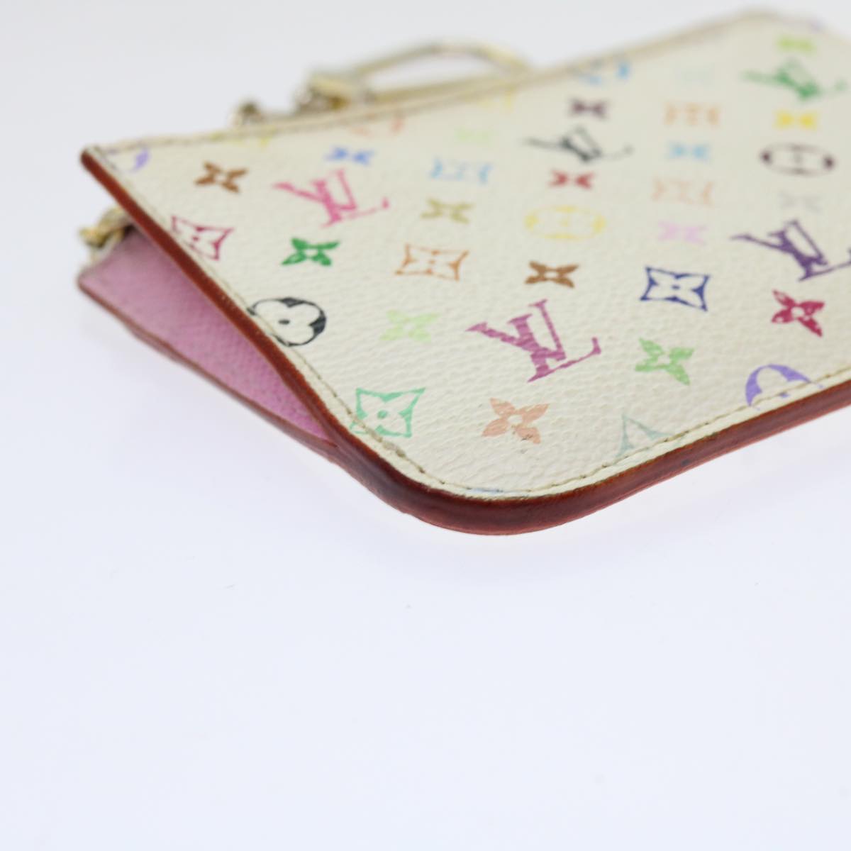 LOUIS VUITTON Multicolor Pochette Cles NM Coin Purse White M93734 LV 69837