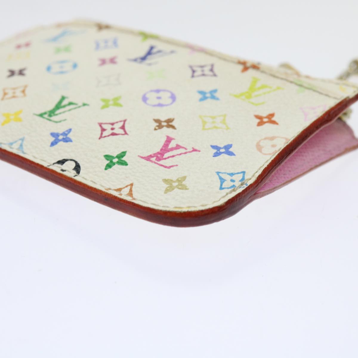 LOUIS VUITTON Multicolor Pochette Cles NM Coin Purse White M93734 LV 69837