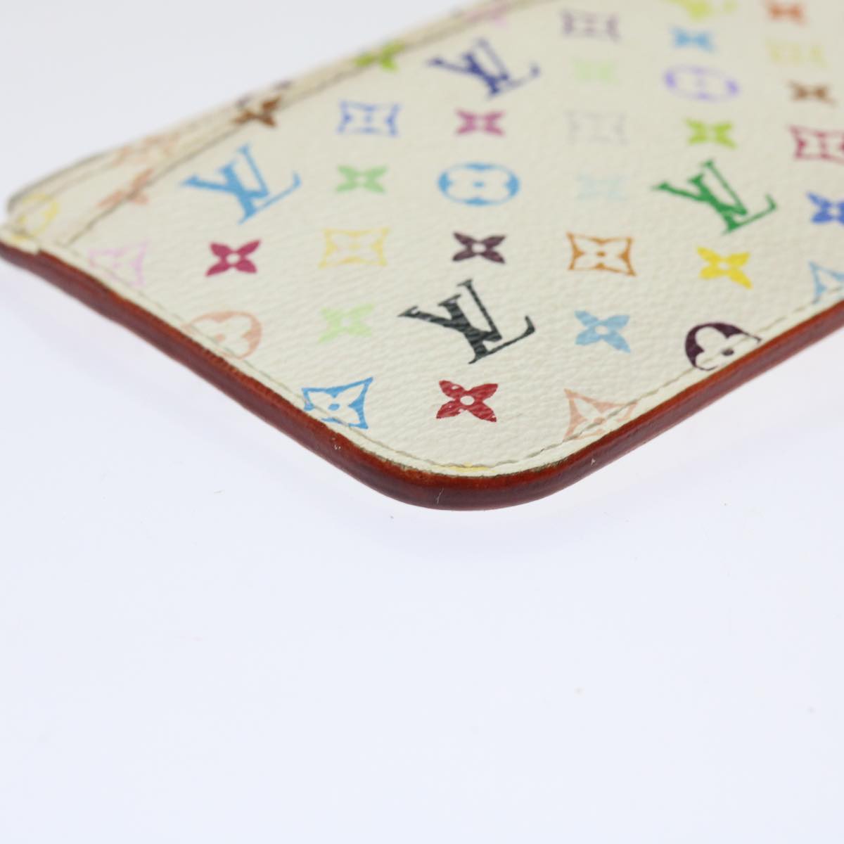 LOUIS VUITTON Multicolor Pochette Cles NM Coin Purse White M93734 LV 69837