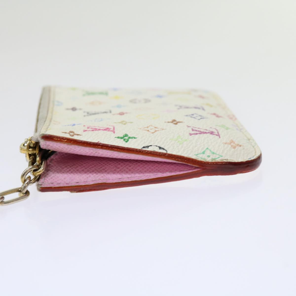 LOUIS VUITTON Multicolor Pochette Cles NM Coin Purse White M93734 LV 69837