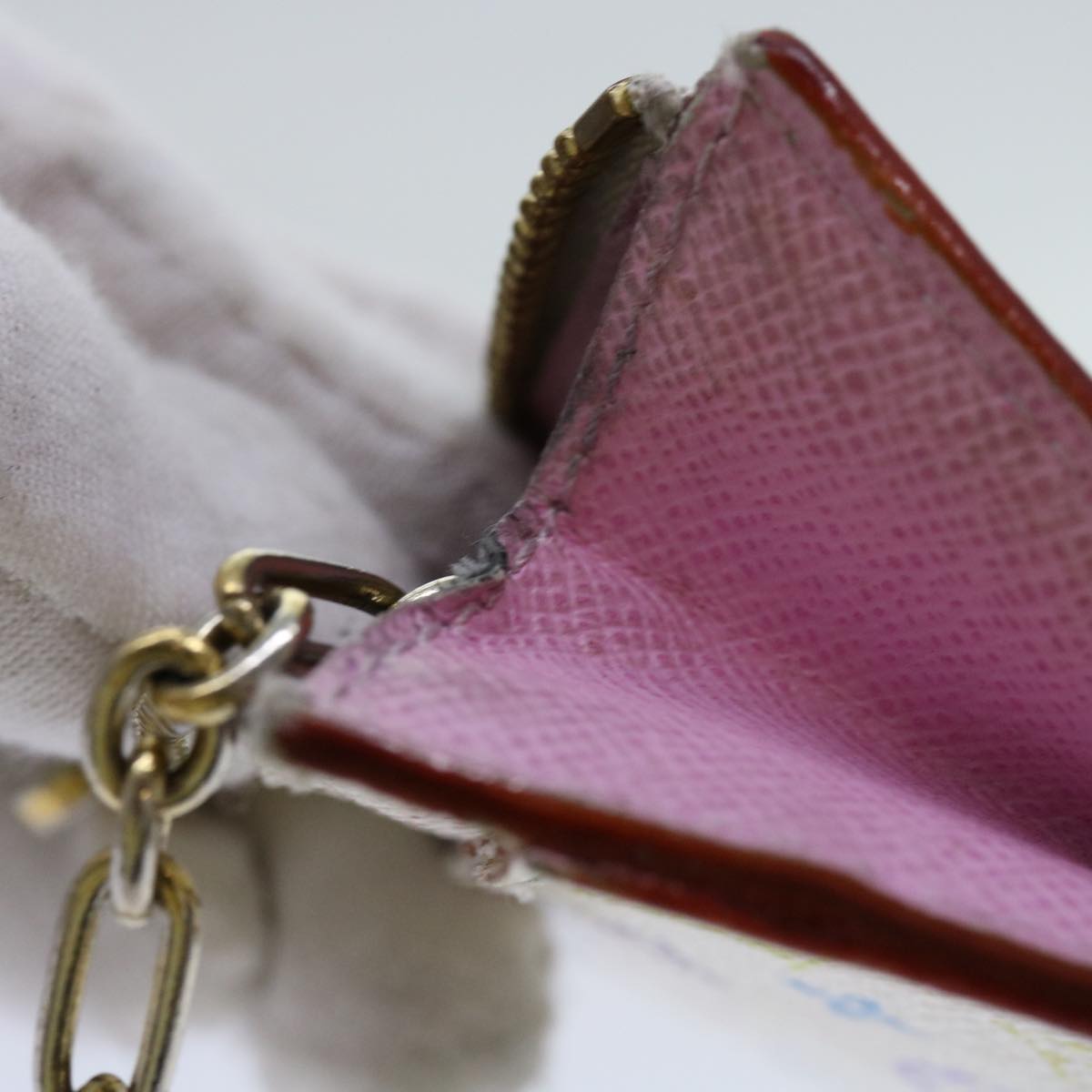 LOUIS VUITTON Multicolor Pochette Cles NM Coin Purse White M93734 LV 69837