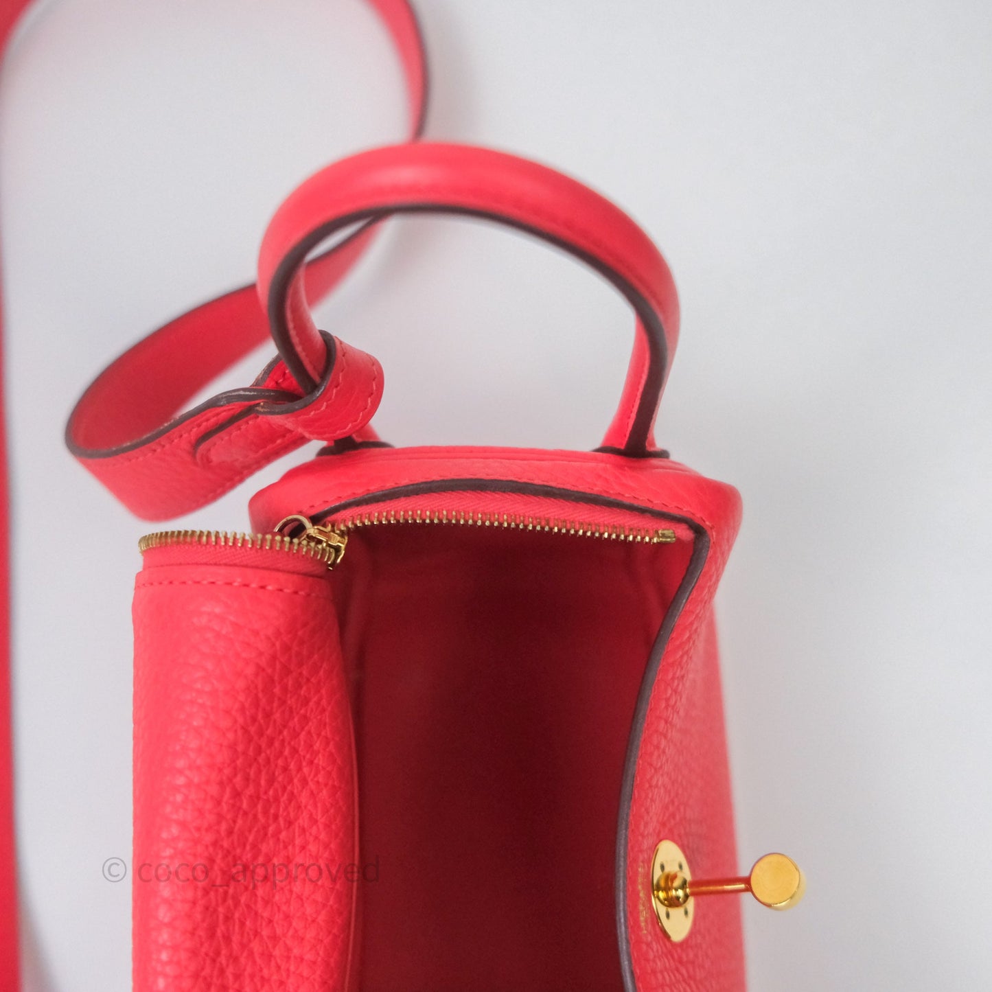 Hermès Mini Lindy 0E Rose Texas Clemence Gold Hardware