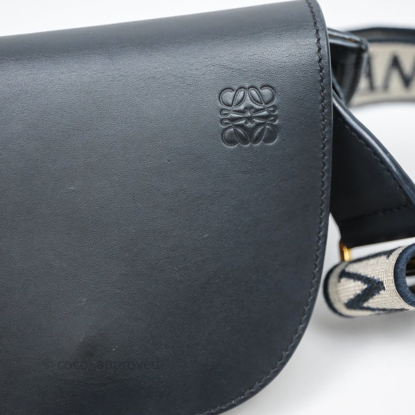 Loewe Mini Gate Dual Bag in Soft Calfskin & Jacquard Strap Black