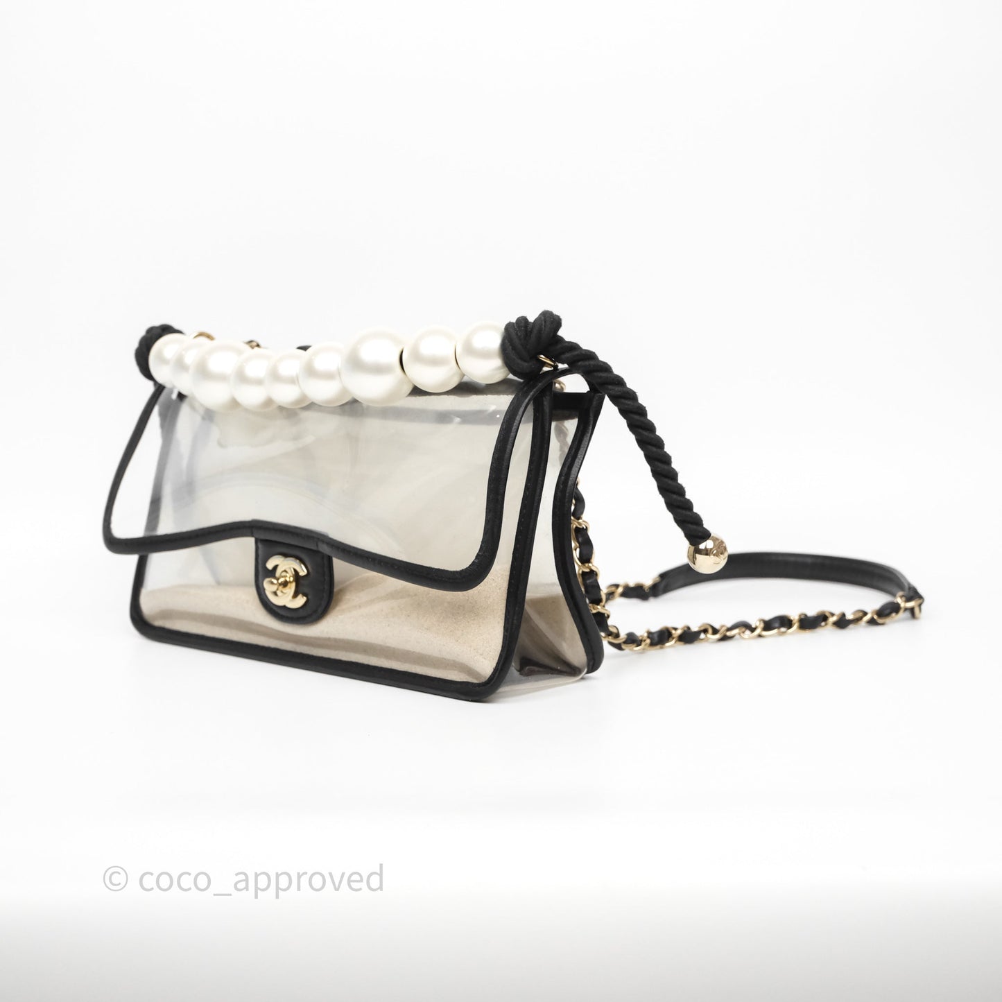Chanel Medium Sand By The Sea PVC Flap Black Lambskin Gold Hardware