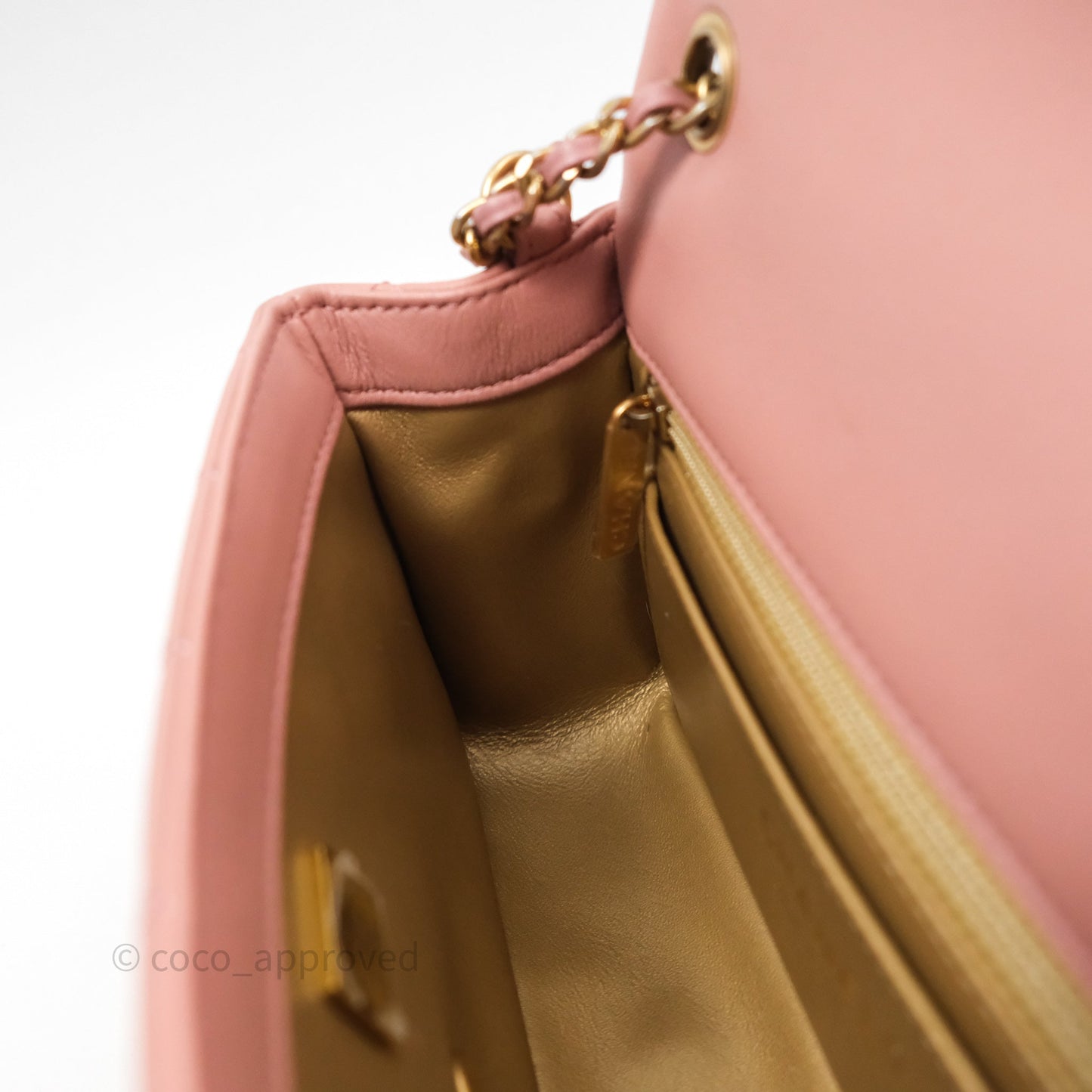 Chanel Mini Rectangular Pearl Crush Dusty Pink Lambskin Aged Gold Hardware