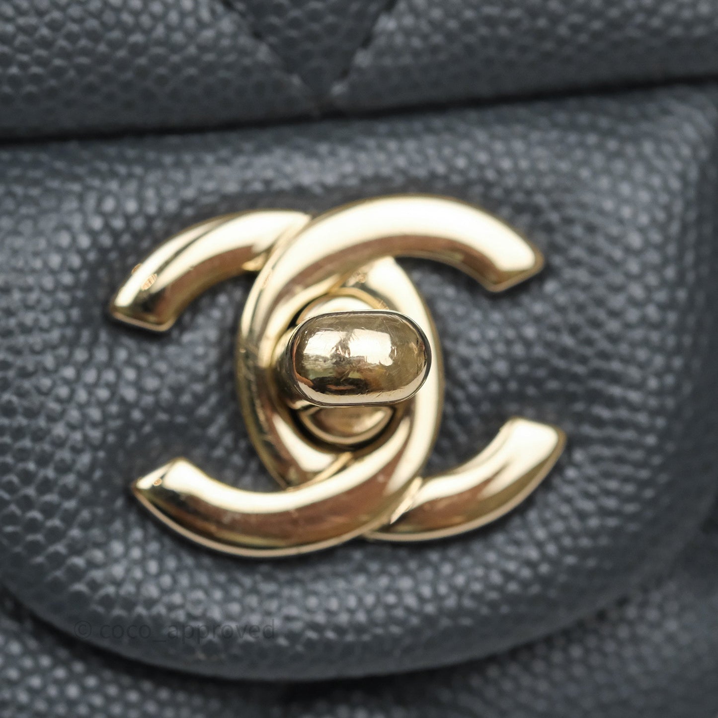 Chanel Mini Square Flap Quilted Dark Grey Blue Caviar Gold Hardware