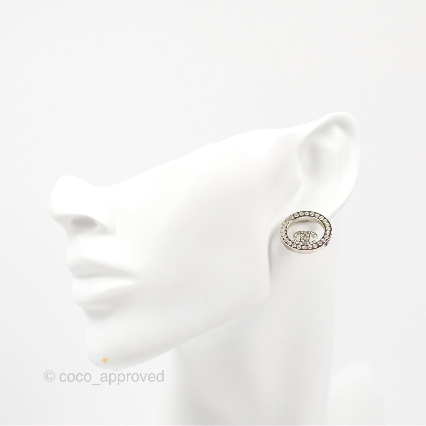 Chanel CC Crystal Round Earrings 17S