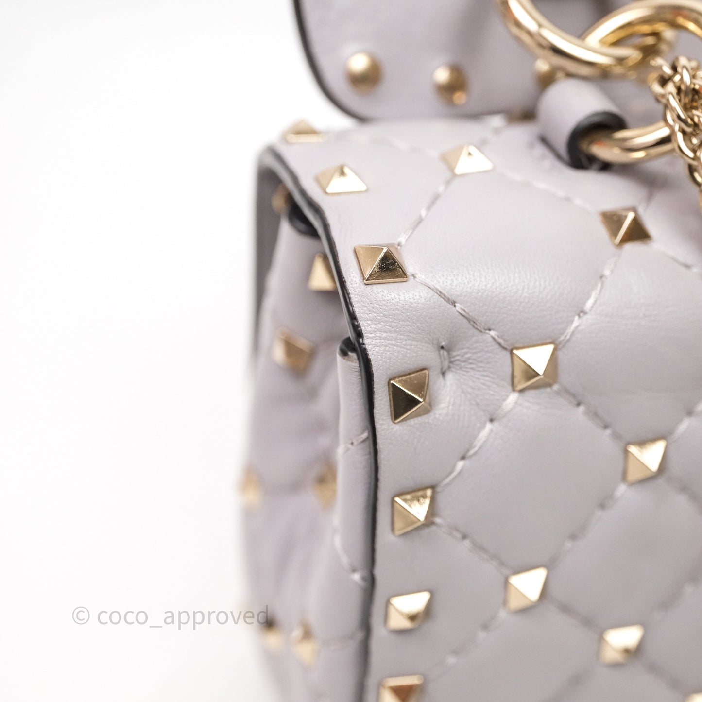 Valentino Small Nappa Rockstud Spike Bag Grey Gold Hardware
