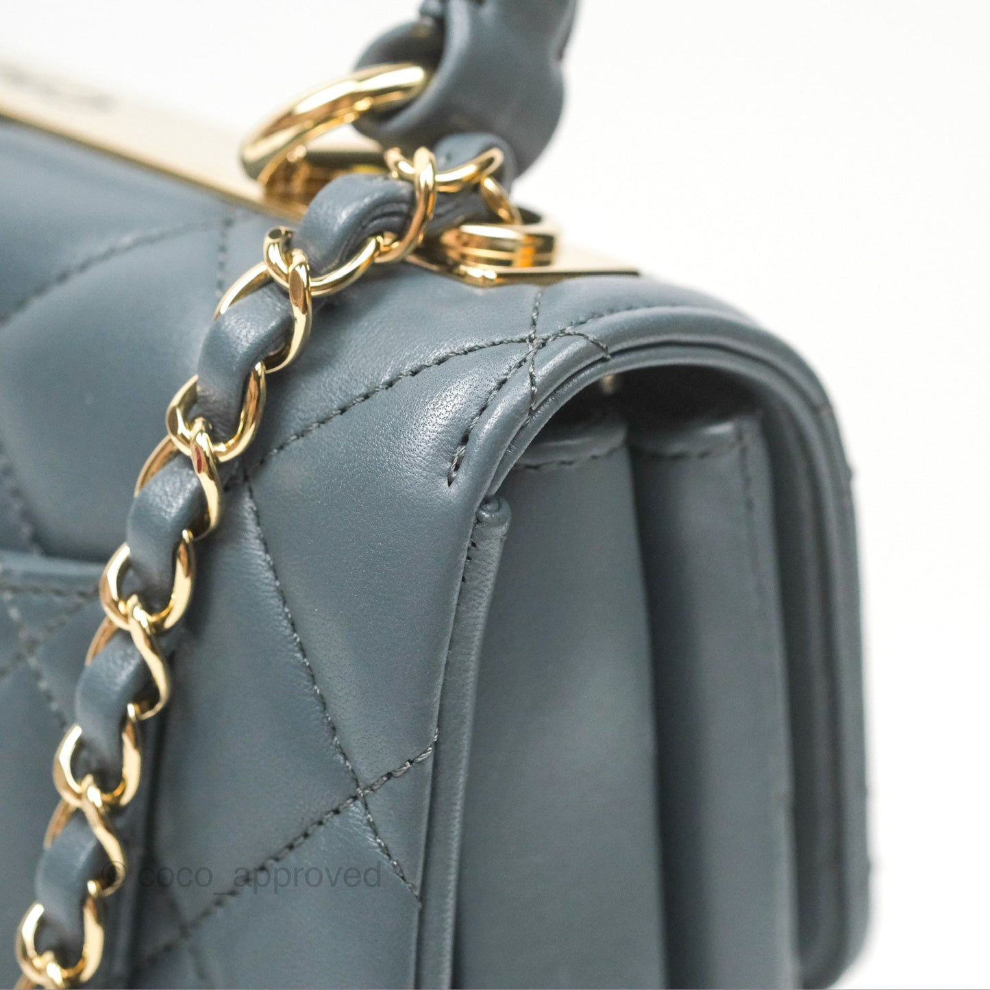 Chanel Small Trendy CC Grey Blue Lambskin Gold Hardware